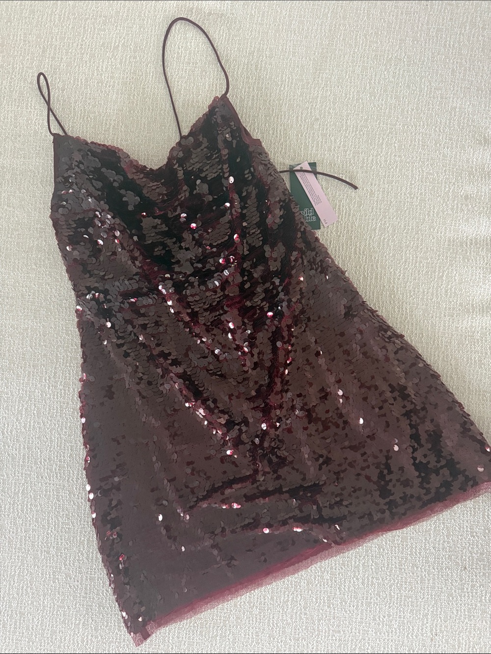 Burgundy Sequin Slip Dress